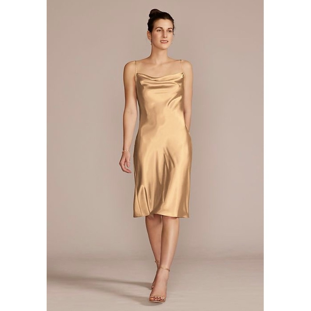 David’s Bridal Golden Midi Charmeuse Slip Dress
